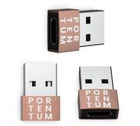 PORTENTUM 3X Adattatore USB C USB A - USB C Femmina a USB Maschio, Velocità 2.0, 480 MB, corpo premium in zinco ad alta resistenza al calore - adattatore USB a Tipo C di soli 4 grammi