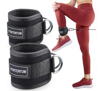 PORTENTUM Cavigliere Cavi Palestra (2 Pezzi) - Ankle Straps Gym - Attrezzi Fitness da Donna e Uomo per Kick Back, Allenamento dei Glutei, Leg Curl