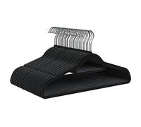 PORTENTUM Grucce in Velluto, Confezione da 30, Nero - Antiscivolo con Gancio Girevole 360º, Scanalature e Supporto Accessori, Salvaspazio 0,6 cm Spessore, Made in Spain