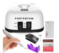 PORTENTUM Kit per manicure e pedicure elettrico a 16 elementi, nail drill ad alte prestazioni, ideale per salone e uso domestico, adatto per mancini e destrorsi