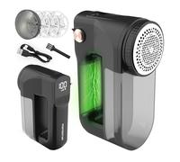 PORTENTUM Levapelucchi Elettrico con Luce LED - Display Digitale, 3 Velocità fino a 9.000 RPM, Lama a 6 Foglie, Grande Serbatoio, Togli Pelucchi per Abiti e Casa Ricaricabile USB C, Potenza Reale 15W