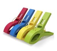 PORTENTUM Mollette per Telo da Mare, Confezione da 12, Multicolore. Mollette Grandi per Fissare Asciugamani, Mollette in Plastica per Spiaggia e Lettino, Resistenti e Forti, Dimensioni 12x8,5x2,1 cm