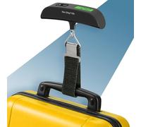 PORTENTUM Pesa valigia da viaggio digitale con schermo LCD - fino a 50 kg - Blocco automatico della lettura - Bilancia per valigie portatile con indicatore di temperatura
