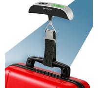 PORTENTUM Pesa valigia da viaggio digitale con schermo LCD - fino a 50 kg - Blocco automatico della lettura - Bilancia per valigie portatile con indicatore di temperatura
