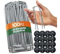 PORTENTUM Picchetti da giardino 100 pezzi + 16 rondelle