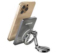 PORTENTUM Porta Cellulare Auto per MagSafe Pieghevole Grigio Scuro + Power bank MagSafe 10000 mAh ultra-sottile 14 mm - Ricarica wireless rapida e fissaggio stabile per viaggi sicuri