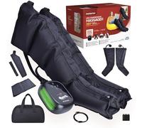 PORTENTUM Pressoterapia linfodrenaggio con batteria - Massaggiatore gambe e addome con 8 modalità e 3 intensità - Telecomando con schermo LCD - USB-C - Accessori per braccia e cintura - Borsa inclusa