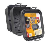 PORTENTUM Teglia per Friggitrice ad Aria 22,5 cm - Set da 3 Contenitori in Silicone Pieghevoli Riutilizzabili - Certificati LFGB e BPA Free - Accessori Friggitrice ad Aria (Grigio)