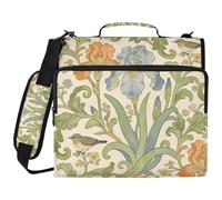 Portfolio con cerniera a 3 anelli da 3,8 cm con tracolla retrò Iris Bird William Morris beige multi-tasca per studenti di media taglia clip de cremallera