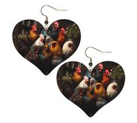 Portfolio famiglia di galli stampa eleganti orecchini a forma di cuore leggeri accessori da donna perfetti per feste e San Valentino.