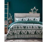 Portfolio Home Festive Noel - Set copripiumino natalizio per letto matrimoniale, colore: verde acqua