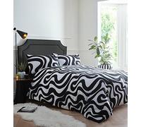 Portfolio Home Retro Waves - Set di biancheria da letto per letto matrimoniale, colore: Nero