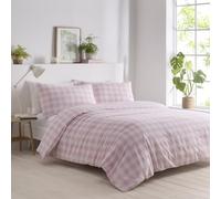 Portfolio Home Set di biancheria da letto con copripiumino e federa, per letto singolo, a quadretti, morbido, facile da pulire, colore: rosa