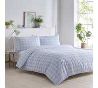 Portfolio Home Set di biancheria da letto con copripiumino e federa, per letto singolo, a quadretti, morbido, facile da pulire, colore: blu