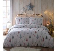 Portfolio Home Set di biancheria da letto con copripiumino e federe, 100% cotone spazzolato, morbido e confortevole, motivo: alberi della foresta alpina