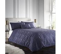 Portfolio Lucien - Set copripiumino matrimoniale in tessuto jacquard, colore: Blu navy
