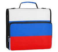 Portfolio organizer con bandiera della Russia, 3,8 cm, con 3 anelli, con cinghia, impermeabile, per scuola e ufficio