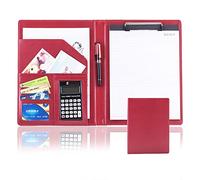 Portfolio, organizer per appunti, formato A4, in ecopelle, per appunti legali, formato A4, blocco per appunti per lavoro, scuola, ufficio, conferenze (rosso)