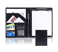 Portfolio, organizer per appunti, formato A4, in ecopelle, per appunti legali, formato A4, blocco per appunti per lavoro, scuola, ufficio, conferenze (nero)