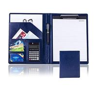 Portfolio, organizer per appunti, formato A4, in ecopelle, per appunti legali, formato A4, blocco per appunti per lavoro, scuola, ufficio, conferenze (blu)
