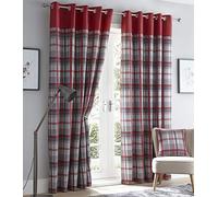 Portfolio Orleans - Tende con occhielli, completamente foderate, con occhielli, 116,8 x 137,2 cm, colore: Rosso e Grigio