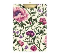 Portfolio portablocco formato A4 con fiori e foglie verdi vintage per ragazze trasparenti per compiti a casa pediatrici, dimensioni 9 x 12