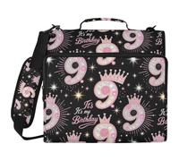 Portfolio portatile a 3 anelli da 1,5 pollici con manico e tracolla rimovibile 9° compleanno per ragazze di 9 anni Laege Capacità per studenti di medie dimensioni Gestor de carpetas de office