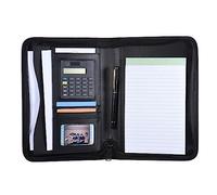 Portfolio Professionale con Calcolatrice, A5 Pelle PU | Design portatile, chiusura con zip, scomparti multipli per carte, organizzazione ordinata, ideale per il lavoro
