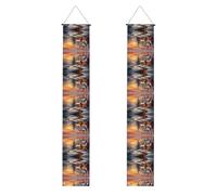 Portico Banner WZYWHJ Christmas Eve Warm Light Snow House Picture Decor Wall Hanging Banner Door Sign, per esterni e interni, cortile, feste, 30,5 x 180 cm