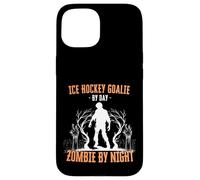 Portiere di hockey su ghiaccio di Day Zombie by Night Halloween Creepy Custodia per iPhone 15