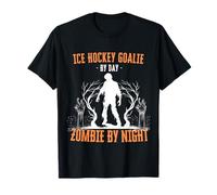 Portiere di Hockey su Ghiaccio di Day Zombie by Night Halloween Creepy Maglietta