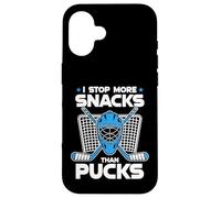 Portiere I Stop More Snacks Than Pucks Hockey su ghiaccio Custodia per iPhone 16