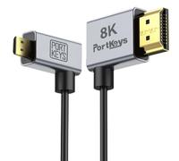 Portkeys 8K Cavi HDMI Set da 2, Ultra-sottili 2,5 mm, HDMI A-D (Micro HDMI), 8K@60Hz, 48Gbps, HDR, eARC, per monitor, fotocamere Sony, gimbal, PC, (1m e 30cm Set da 2 A-D)