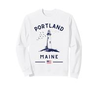 Portland Maine USA Faro New England Bandiera Americana Felpa