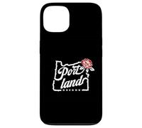 Portland, Oregon, città, di, rose, oregon, mappa, con, uno, rosa rossa Custodia per iPhone 13