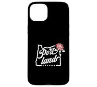 Portland, Oregon, città, di, rose, oregon, mappa, con, uno, rosa rossa Custodia per iPhone 15 Plus