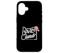 Portland, Oregon, città, di, rose, oregon, mappa, con, uno, rosa rossa Custodia per iPhone 16