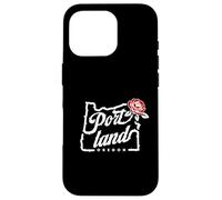 Portland, Oregon, città, di, rose, oregon, mappa, con, uno, rosa rossa Custodia per iPhone 16 Pro