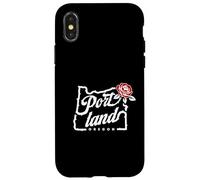 Portland, Oregon, città, di, rose, oregon, mappa, con, uno, rosa rossa Custodia per iPhone X/XS