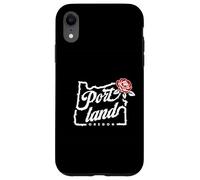 Portland, Oregon, città, di, rose, oregon, mappa, con, uno, rosa rossa Custodia per iPhone XR