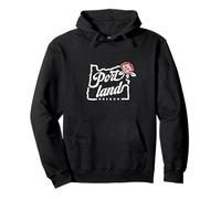 Portland, Oregon, Città, di, Rose, Oregon, Mappa, con, Uno, Rosa Rossa Felpa con Cappuccio