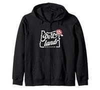Portland, Oregon, Città, di, Rose, Oregon, Mappa, con, Uno, Rosa Rossa Felpa con Cappuccio