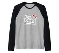 Portland, Oregon, Città, di, Rose, Oregon, Mappa, con, Uno, Rosa Rossa Maglia con Maniche Raglan