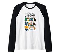 Portland, Oregon, Città Vecchia, Natura, Icone, Design Maglia con Maniche Raglan