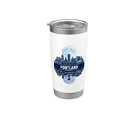 Portland, oregon, orizzonte, città, riflessione, vendemmia, blu, stile Bicchiere termico in acciaio inox doppia parete