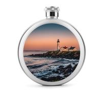 Portland River Lighthouse Sunrise Fiaschetta rotonda portatile in acciaio inox 141,7 g fiaschetta whisky per uomo donna