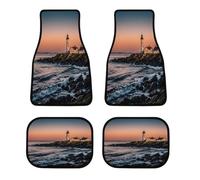 Portland River Lighthouse Sunrise tappetini per auto personalizzati antiscivolo anteriore posteriore tappeti classici per tutte le stagioni battitacco del conducente universale adatto per SUV, furgoni