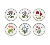 Portmeirion Botanic Garden - Set di 6 Piatti con Motivi Diversi, Diametro 20 cm, Colore: Bianco