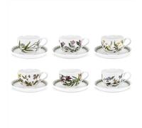 Portmeirion Botanic GardenTradtional Shape Breakfast Cup and Saucer, Set di 6 Motifs Assortiti