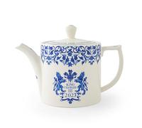 Portmeirion Home & Gifts KCC00600 - Teiera Spode King Charles III, 1,1 L, motivo blu e bianco, prodotta nel Regno Unito